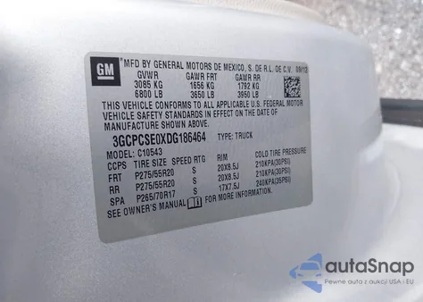 2013 Chevrolet Silverado 1500 Lt z USA, uszkodzony, nr VIN 3GCPCSE0XDG186464